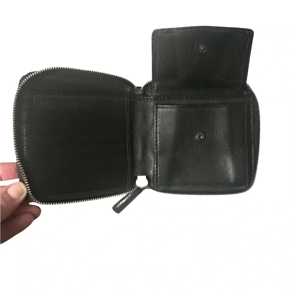 Unbranded Black Heavy Genuine Leather Crocodile Embossed Zip Around Wallet